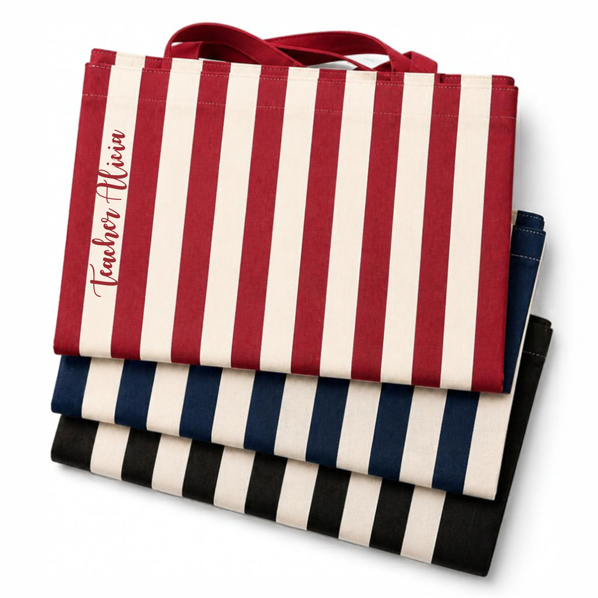 Personalised striped tote bag