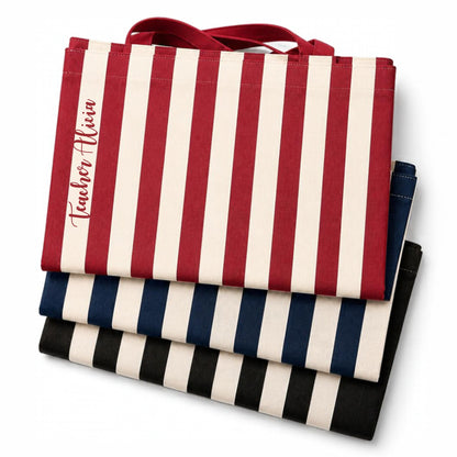 Personalised striped tote bag