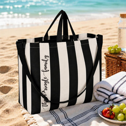 Personalised striped tote bag