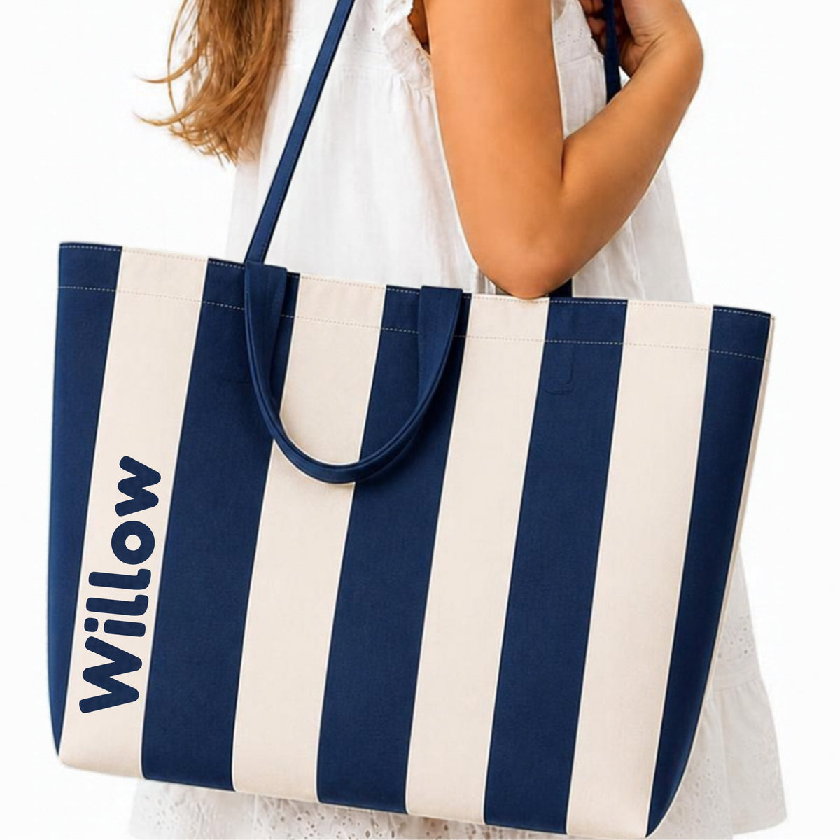 Personalised striped tote bag